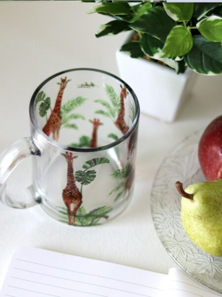 Giraffe Print Glass Mug