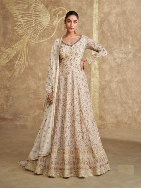 Glamorous Festival Wear Semi-Stitched Salwar Suit Collection - Beige