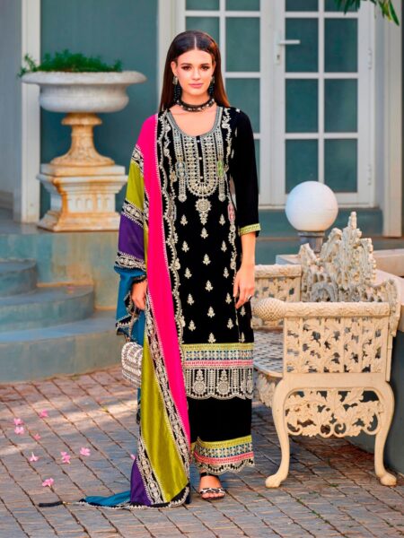 Glamorous Festival Wear Semi-Stitched Salwar Suit Collection - Black