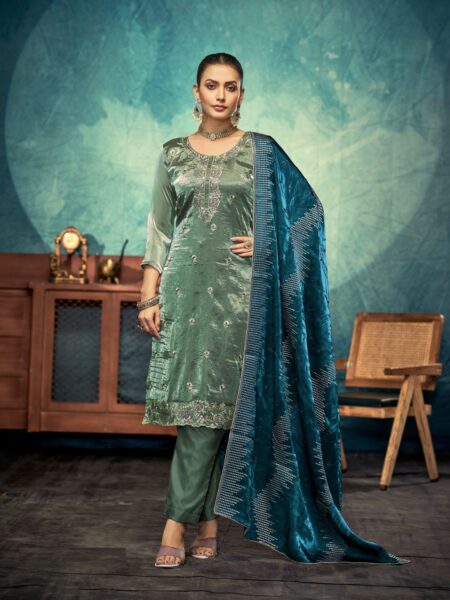 Glamorous Festival Wear Semi-Stitched Salwar Suit Collection - Blue
