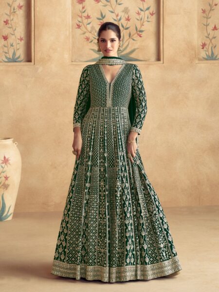 Glamorous Festival Wear Semi-Stitched Salwar Suit Collection - Green
