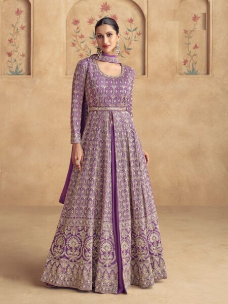 Glamorous Festival Wear Semi-Stitched Salwar Suit Collection - Purple