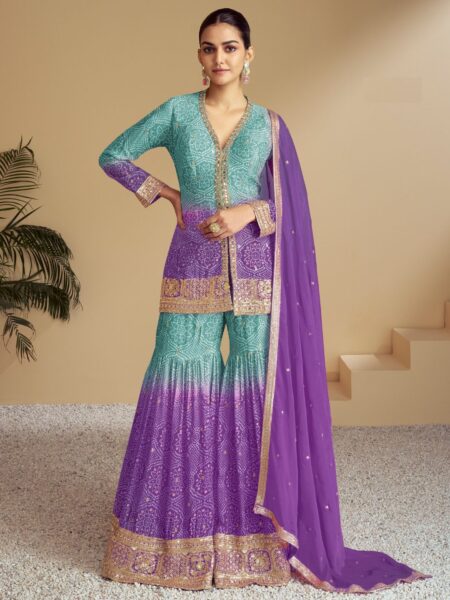 Glamorous Festival Wear Chinon Semi-Stitched Salwar Suit Collection