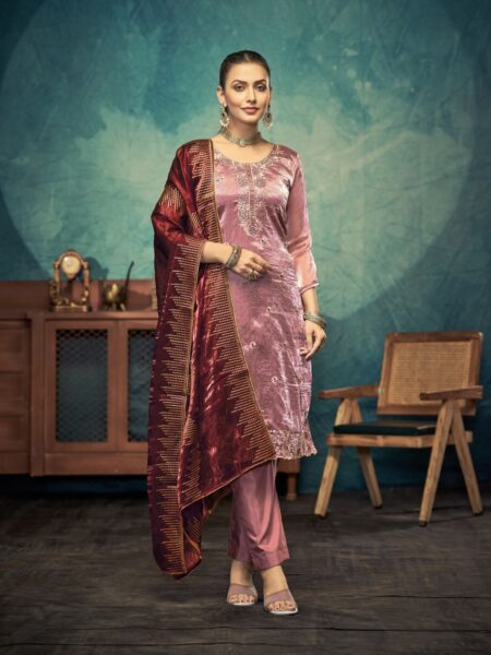 Glamorous Festival Wear Semi-Stitched Salwar Suit Collection - Red