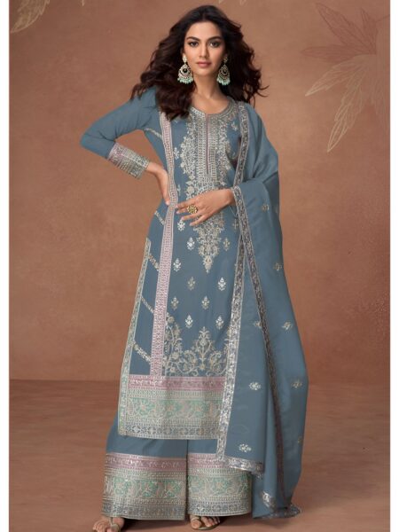 Glamorous Grey Festival Wear Suit Collection