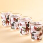 Gold Rim Giraffe Print Shot Glasses - Set of 4