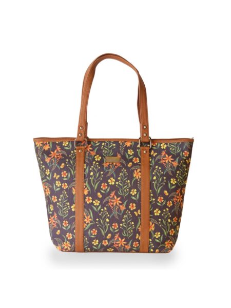 Grey Summer Blossoms Tote Bag For Women