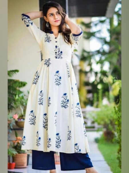 Heavy Rayon Floral Printed Anarkali Kurti Plazzo Set