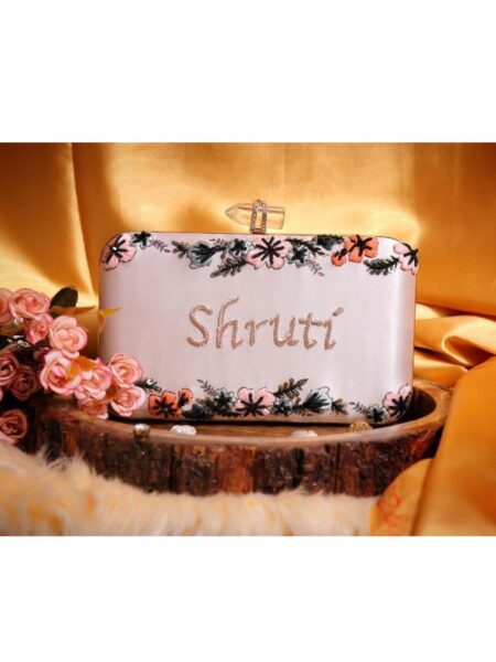 Highlighted Embroidered Name Clutch