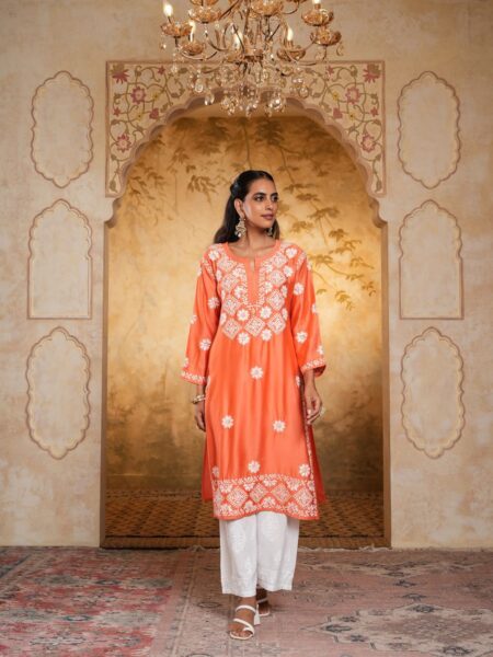 House of Chikankari Chikankari Woven Long Kurta