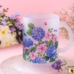Hydrangea Frosted Glass Mug