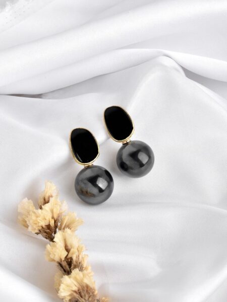 JOKER & WITCH Gold-Plated & Black Circular Drop Earrings