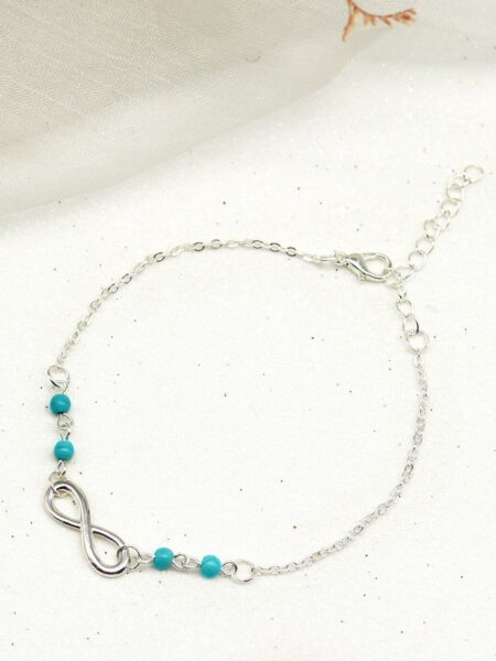 JOKER & WITCH Silver-Plated Blue Beaded Anklet