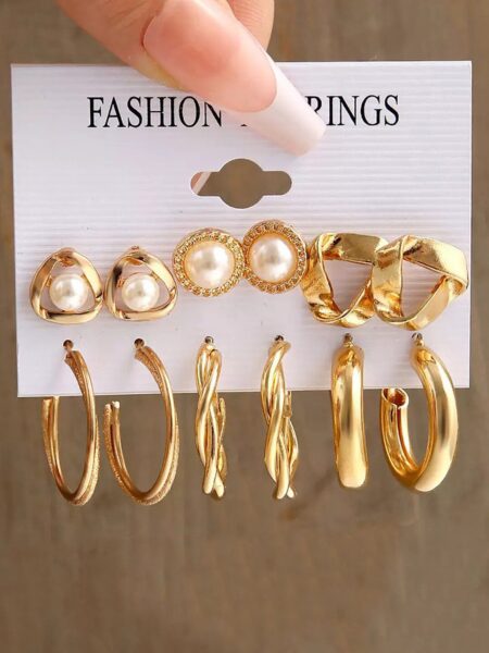 Jewels Galaxy Pack Of 6 Gold-Plated Contemporary Studs Earrings