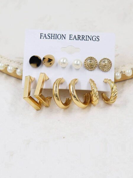 Jewels Galaxy Set Of 9 Gold Plated Contemporary Drop Earrings