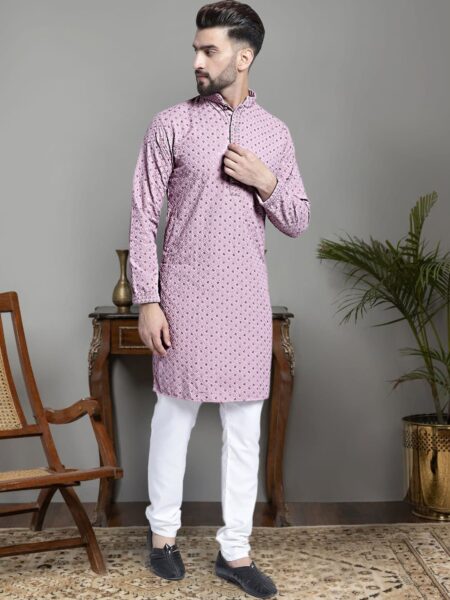 Jompers Ethnic Motifs Embroidered Chikankari Sequinned Pure Cotton Kurta With Churidar