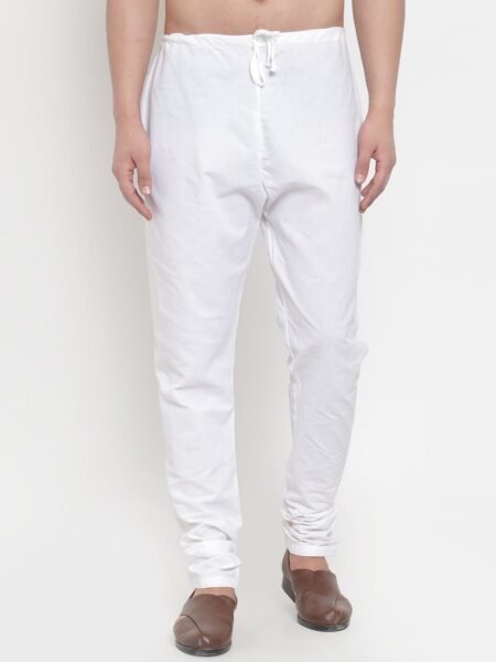 Jompers Men White Solid Churidar