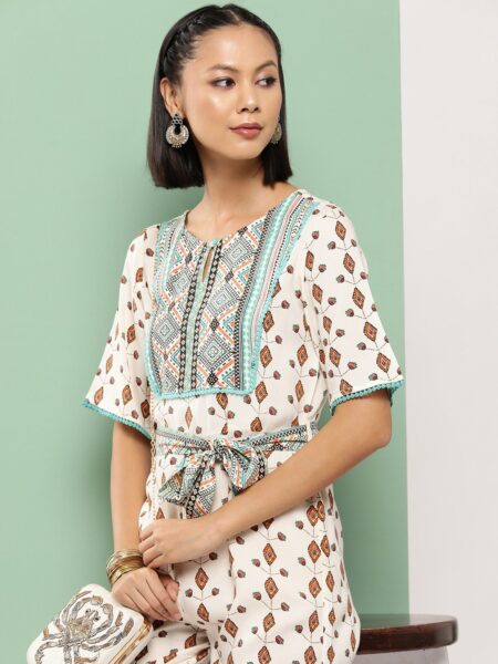 Juniper Printed Waist Tie-Ups Basic Jumpsuit