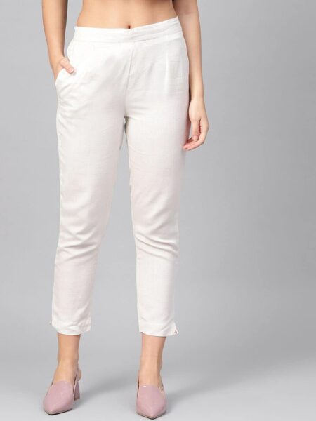 Juniper Women Mid-Rise Relaxed Slim Fit Casual Trousers
