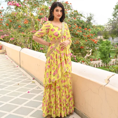 Kusun Floral Draped Saree