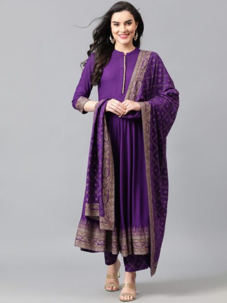 Khushal K Women Ethnic Motifs Printed Empire Kurta with Palazzos & With Dupatta