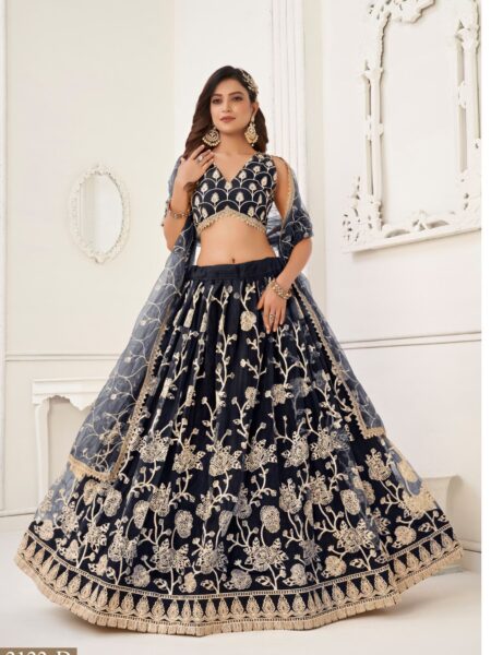 Butterfly Navy Blue Lehenga Choli