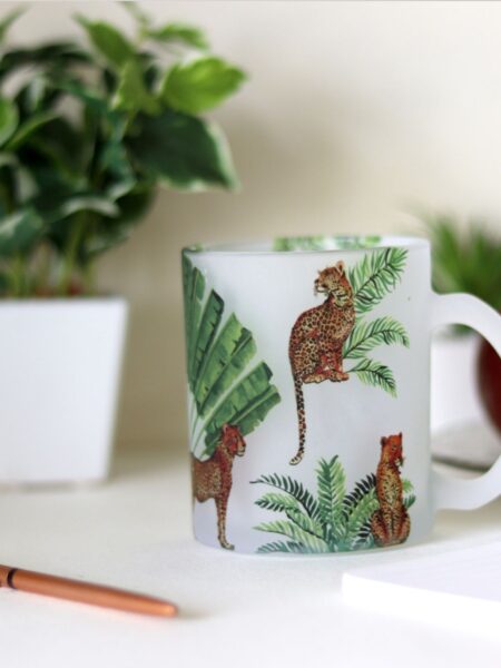 Leopard Print Frosted Glass Mug