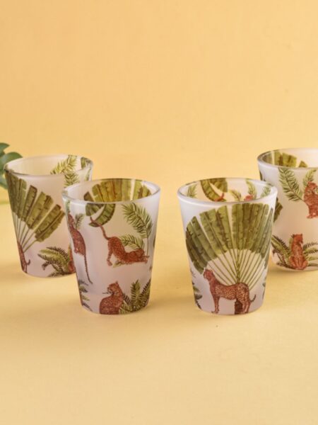 Leopard Print Frosted Shot Glasses - Set of 4