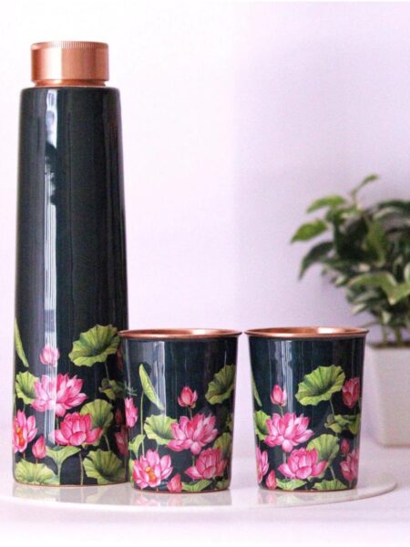 Lotus Field Copper Bottle and Tumbler Set