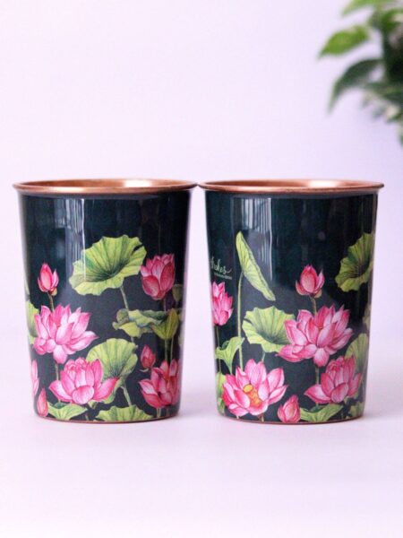 Lotus Field Copper Tumblers - Set of 2