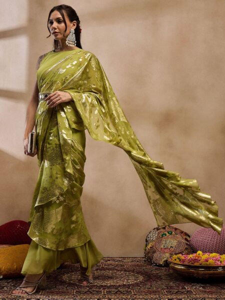 MABISH by Sonal Jain Ethnic Motifs Zari Ready to Wear Saree with Blouse