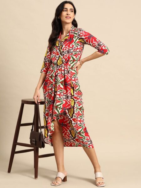 MABISH by Sonal Jain Women Abstract Printed Wrap Midi Dress