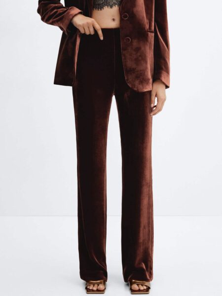 MANGO Women Velvet Straight Fit Trousers