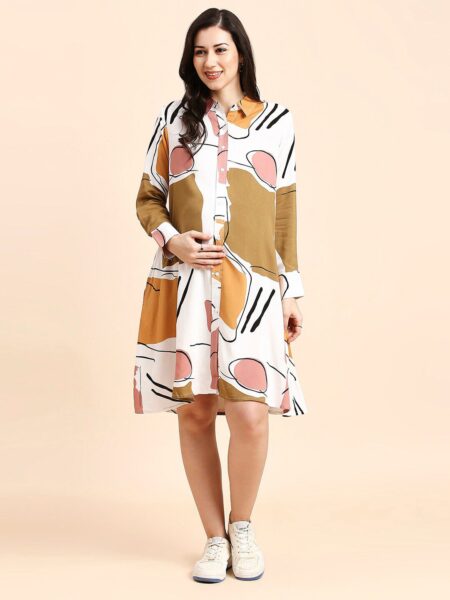 MomToBe Abstract Print Maternity A-Line Dress