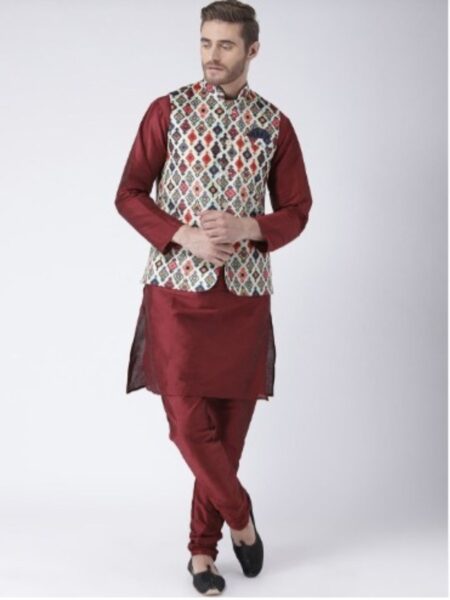 Hangup Men Multicoloured Printed Nehru Jacket