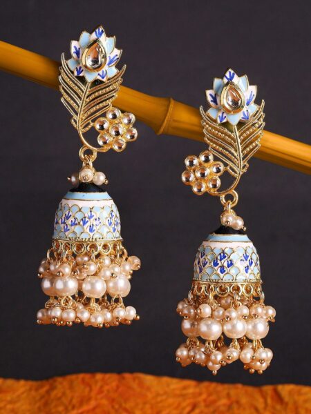 OOMPH Blue & White Contemporary Jhumkas