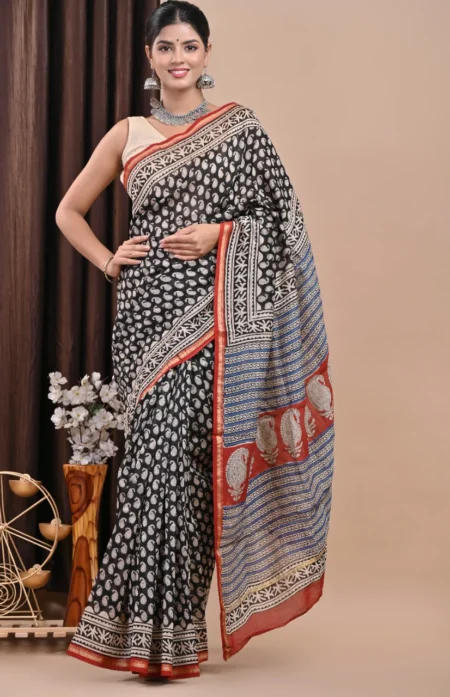 Paisley Print Chanderi Silk Saree
