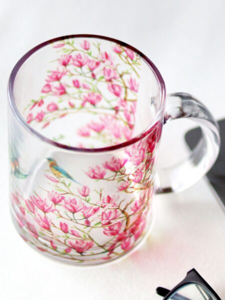 Pink Magnolias Glass Mug