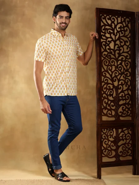 MOGRA HAND BLOCK COTTON SHIRT