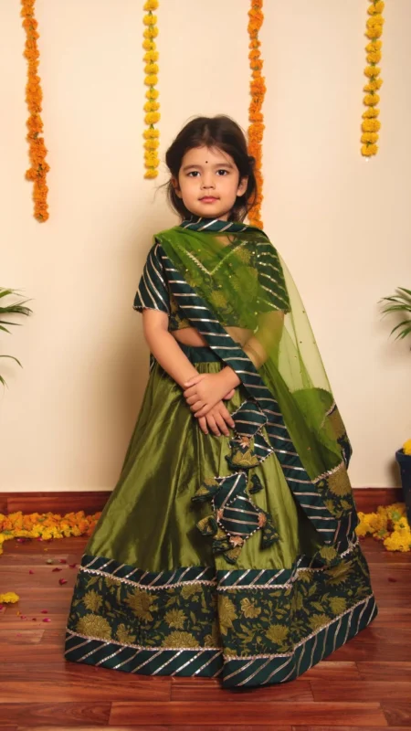 BACHAPAN IDIKA GREEN LEHENGA SET