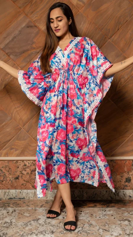 PHULWARI CHIFFON KAFTAN DRESS