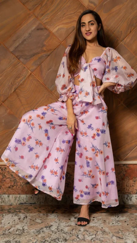 LAVENDER FLOWER ORGANZA CO-ORD SET