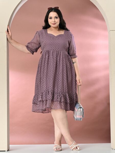 PrettyPlus by Desinoor.com Plus Size Sweetheart Neck Puff Sleeve Fit & Flare Dress