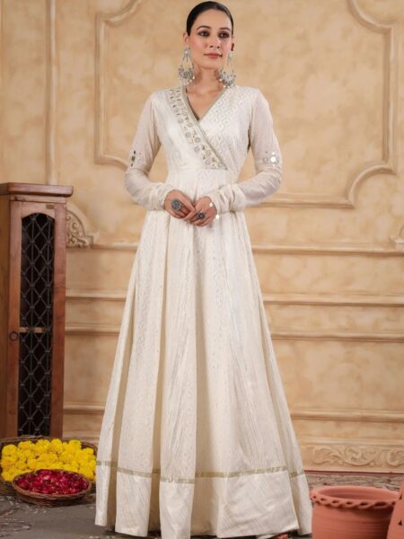 Gajra Foil Printed Kalidaar Long Dress