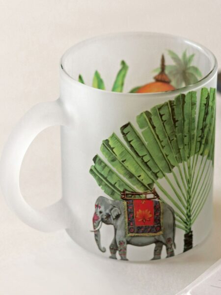 Royal Elephant Frosted Glass Mug
