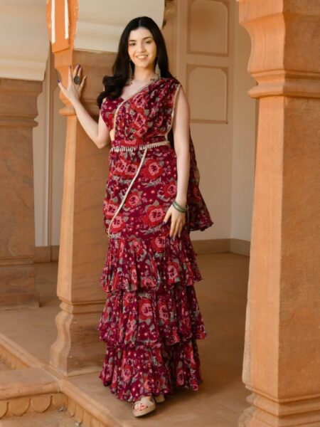 Raina Georgette Pre draped Saree