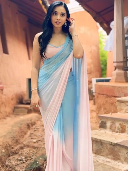 Georgette Silk Printed Ready To Wear Saree With Unstitched Blouse Piece