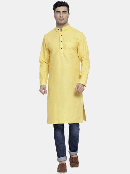 Sayesha Men Yellow Cotton Kurta