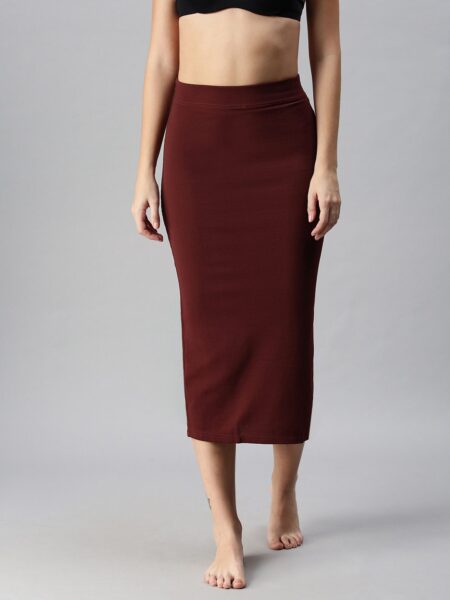 Selvia Brown Side Slit Saree Shapewear