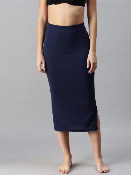 Selvia Navy Blue Side Slit Saree Shapewear 180TK112